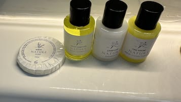 Douche, sèche-cheveux, chaussons, serviettes fournies