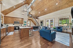 Smart TV, fireplace, video games, foosball