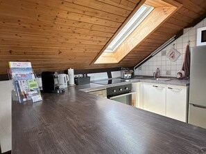 Fridge, microwave, oven, stovetop - Schöne, Geräumige Ferienwohnung im Wein- u. Wandergebiet, Freizeitpark I.d. Nähe (Löchgau)