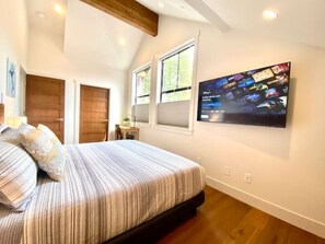 1 bedroom, desk, iron/ironing board, travel cot