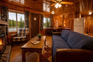 TV, fireplace - Located by the River facing the Mountains (Red River)