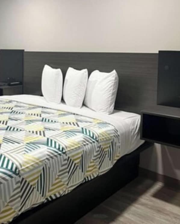 Desk, blackout curtains, free WiFi, bed sheets