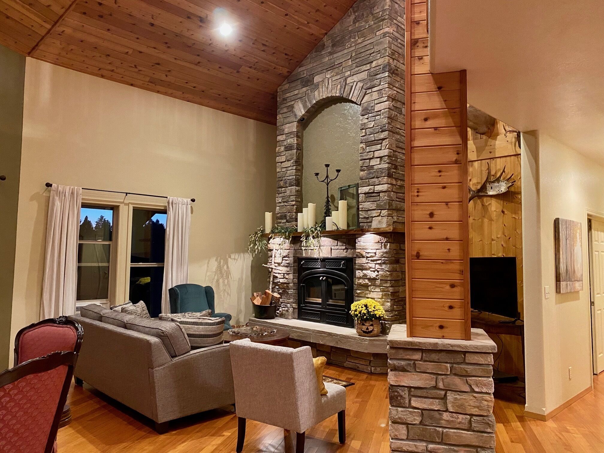 Living room with fireplace