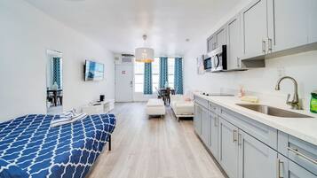 1 bedroom, iron/ironing board, travel crib, WiFi