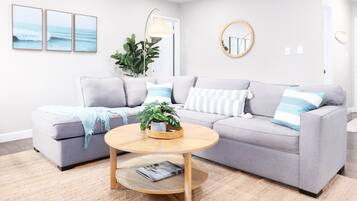 Smart TV, fireplace, foosball, table tennis