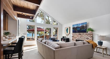 Waves End Lakefront By Tahoe Getaways w Private Sandy Beach + Walk to Town!