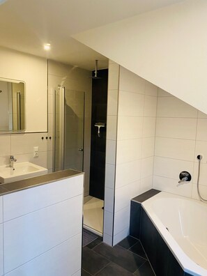 Douche, articles de toilette (gratuits), séchoir à cheveux