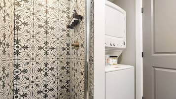 Eco-friendly toiletries, hair dryer, towels, soap
