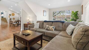 TV, fireplace, DVD player, books