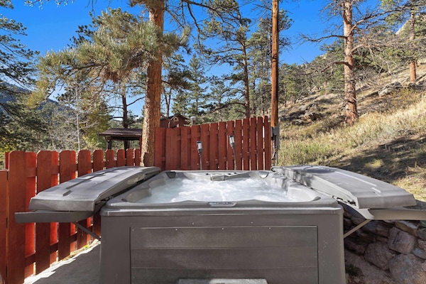 The hot tub has a new privacy fence so you can enjoy your hot tub time without disruption.