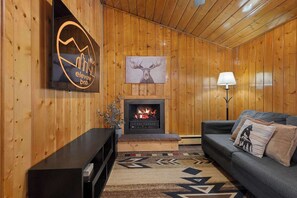 Televisor, llar de foc, reproductor de DVD i oficines 