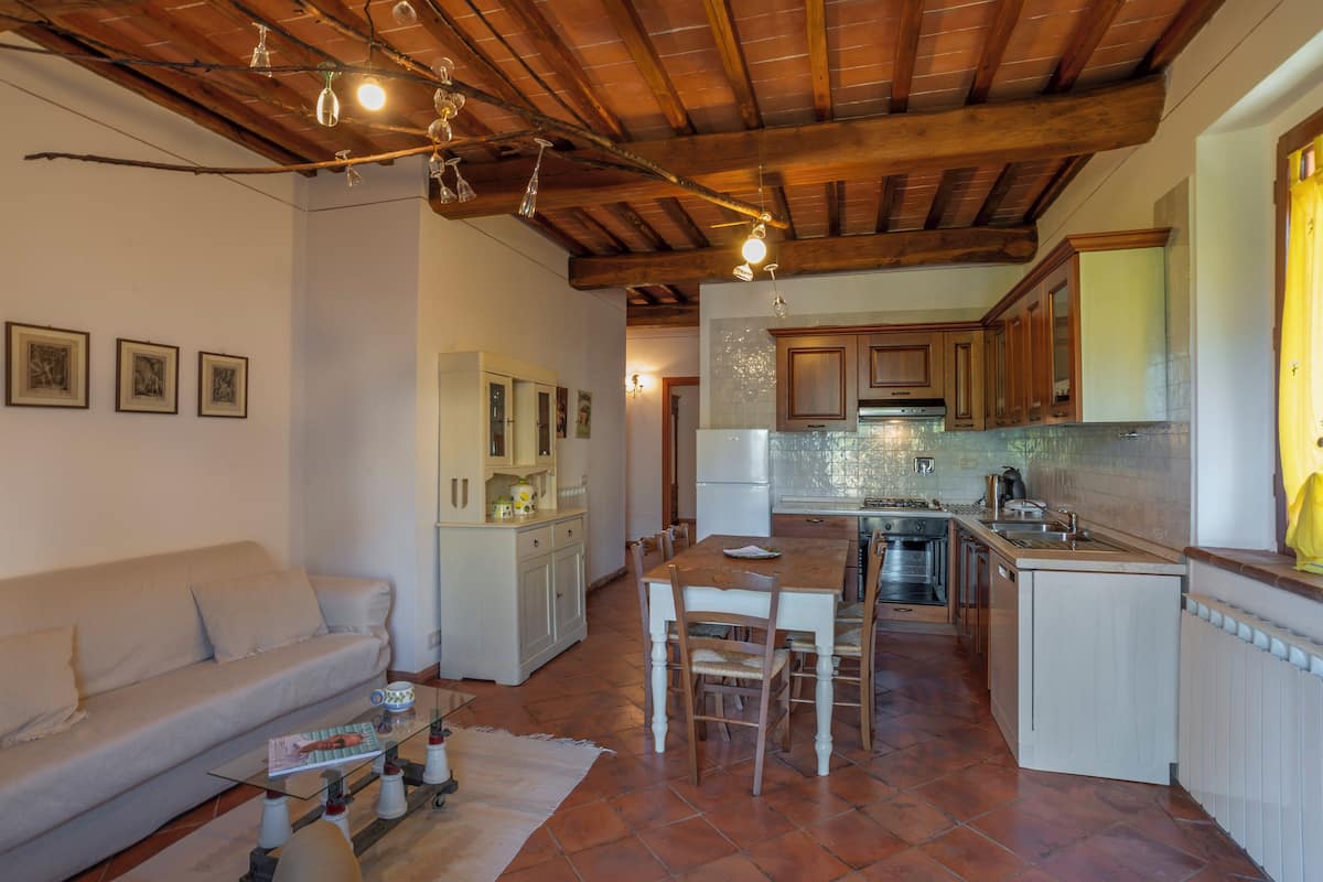 Departamento panorámico, 2 habitaciones, Terraza, vista al jardín | Cocina privada | Refrigerador con congelador, microondas y lavavajillas