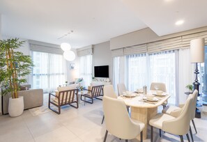 Living area - SuperHost - Urban Elegance 2BR in Asayel 2 Near Burj Al Arab  (Dubai)