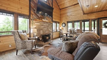 Smart TV, fireplace, table football