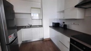 Fridge, microwave, oven, electric kettle