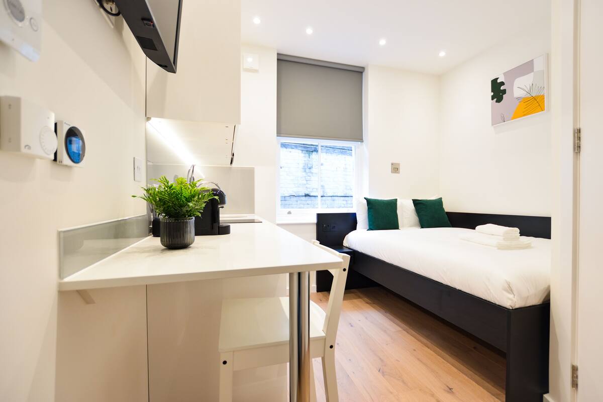 Small Studio Apartments | 客廳 | 平面電視、加熱地板