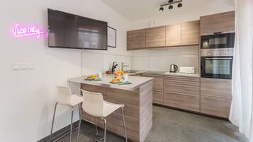City Apartment | Private kitchen | Fridge, microwave, oven, stovetop
