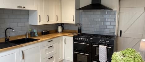Fridge, coffee/tea maker, electric kettle, toaster