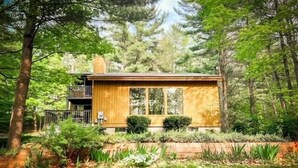 A modern wooden cabin surrounded by dense forest. - Two bedroom + loft near Lake Leelanau. Fire pit, W/D, WIFI (Lake Leelanau)