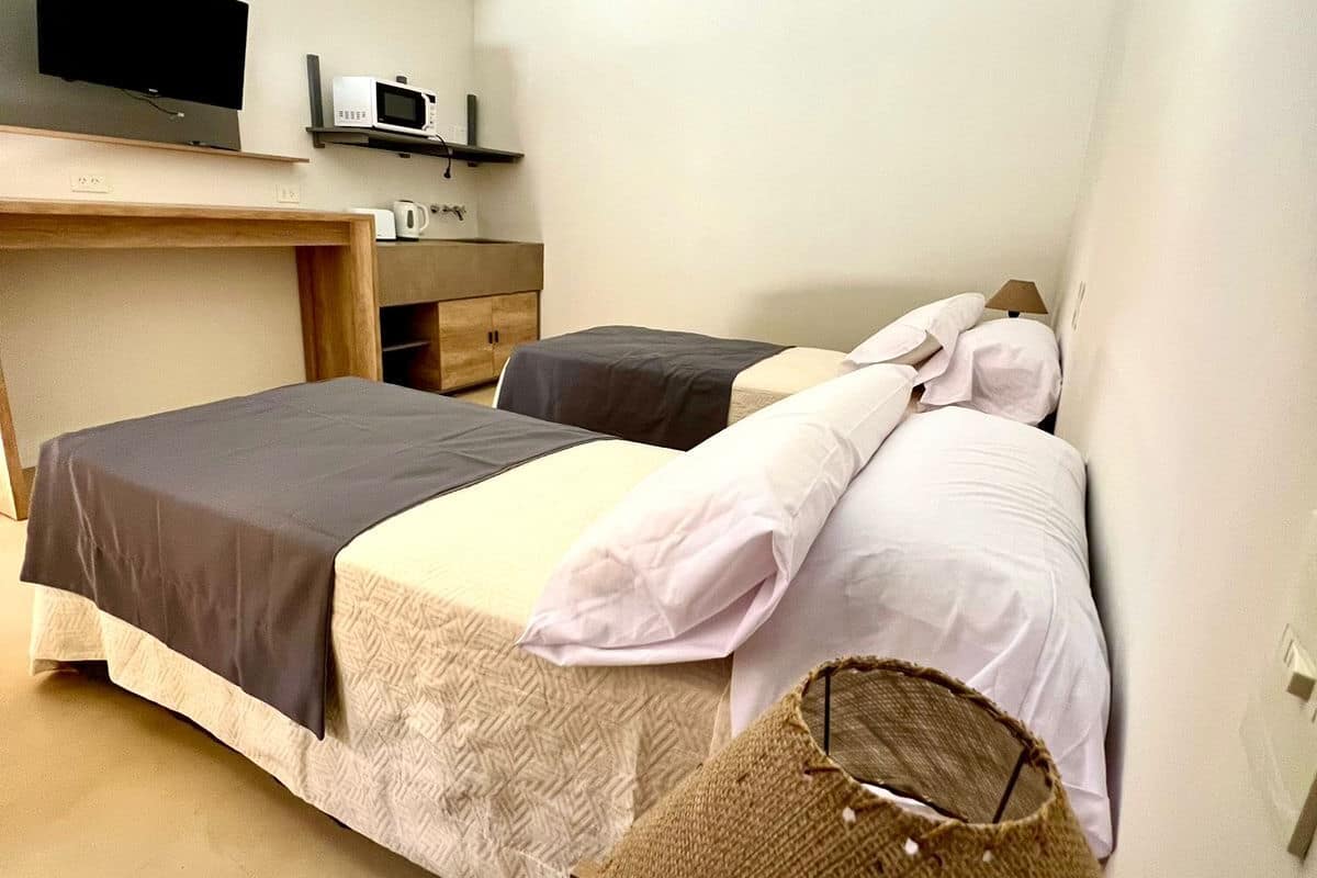 Habitación clásica con 2 camas individuales, 2 camas individuales, vista al patio | Ropa de cama de alta calidad, camas con pillow-top y escritorio 