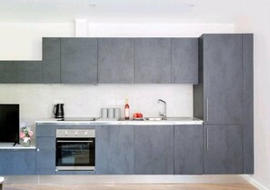 Fridge, microwave, oven, dishwasher