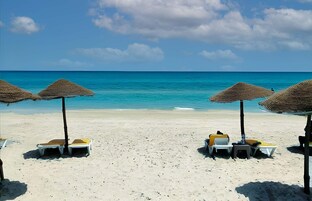 On the beach, white sand, beach bar