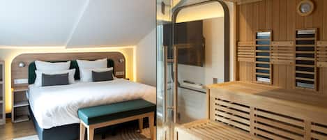 Appartement Penthouse, patio | SystĂšme dâinsonorisation, accĂšs au Wi-Fi (inclus), literie fournie