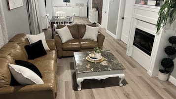 Smart TV, fireplace, video games, books