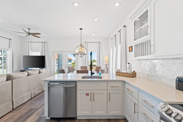 House, 5 Bedrooms, Hot Tub | Private kitchen | Full-size fridge, microwave, oven, stovetop - Beach House - The Sandcastle by PHG (Panama City Beach)