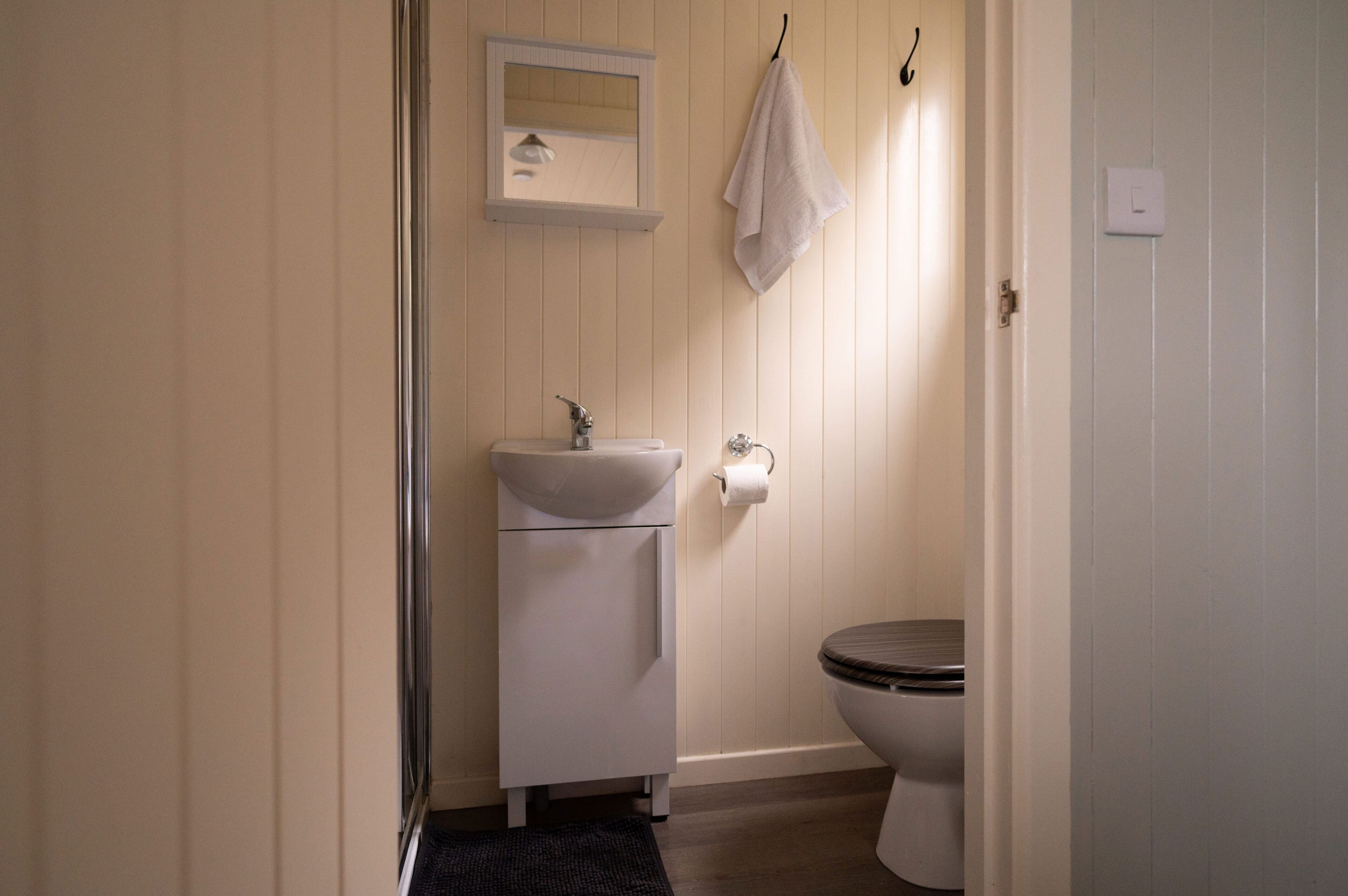 Cabin | Bathroom | Shower, towels, toilet paper