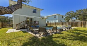 Outdoor dining - Sunset & Sand Retreat: Heated Pool - King Bed (St. Augustine)