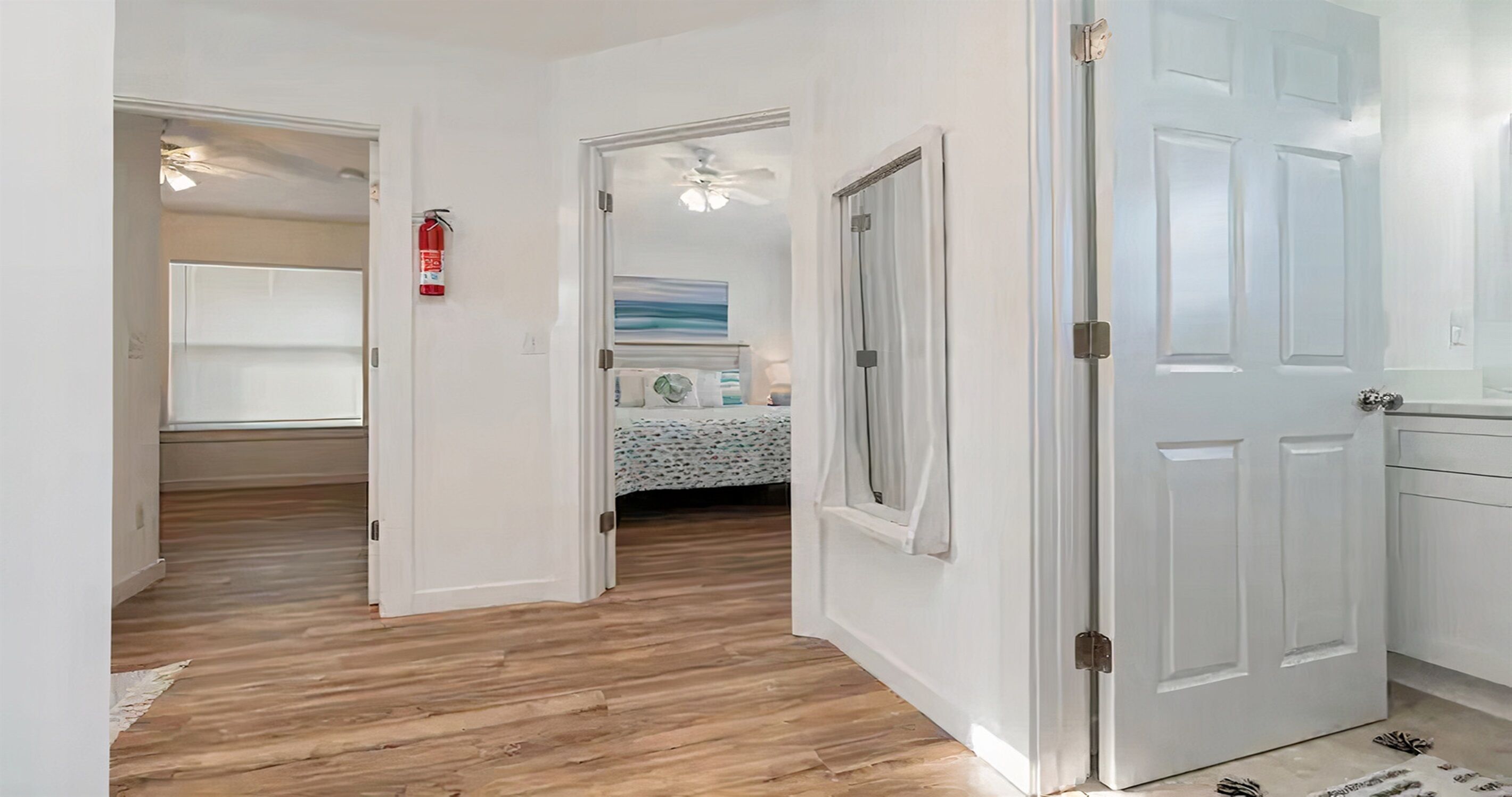 4 bedrooms, desk, iron/ironing board, travel cot