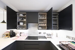 Fridge, microwave, oven, dishwasher