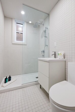 Secador de pelo, toallas, jabón, shampoo