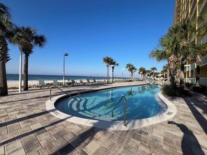 Outdoor pool, a heated pool - CALYPSO BEACHFRONT 3BR/3BA 3rd Flr CRNR! 4 BEACH CHAIRS INCLUDED! See Reviews! (Panama City Beach)