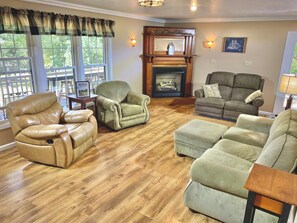 Smart TV, fireplace, video games, video library