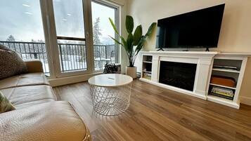 Televisión y chimenea