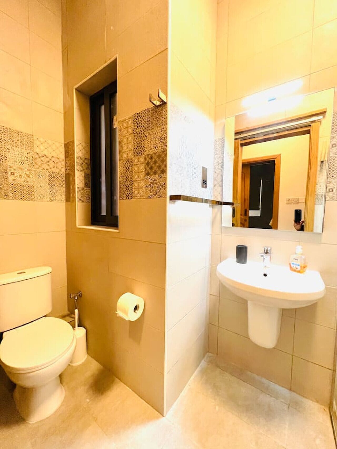 Free toiletries, hair dryer, towels, toilet paper