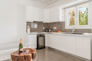 Fridge, oven, stovetop, coffee/tea maker