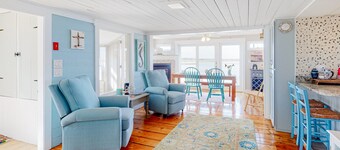 Dreamy escape on the water with rocky beach,fire pit and outdoor seating