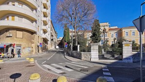 A street with a pedestrian crossing, a tree, and buildings with balconies. - 4 bedroom stunning apartment in Rijeka (Rijeka)