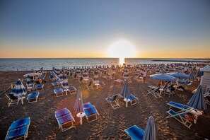 Private beach nearby, sun loungers, beach umbrellas, beach bar