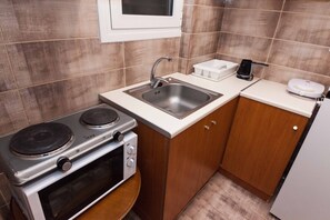 Apartment | Private kitchen | Full-size fridge, microwave, toaster, cookware/dishes/utensils - City Center Simple Apartment Stay (Athens)