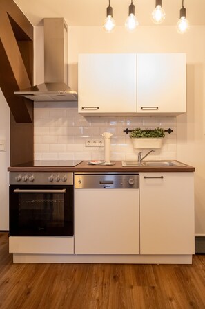 Microwave, oven, stovetop, dishwasher - Ferienwohnugng 3 Bäckerei Koch (Blankenburg)