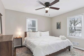 3 bedrooms, iron/ironing board, travel cot, WiFi