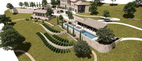 Piscine extérieure, piscine chauffée