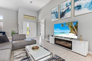 Smart TV, chimenea, videojuegos y libros