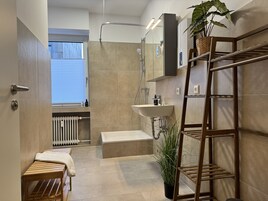 Condo | Bathroom | Shower, hair dryer, towels