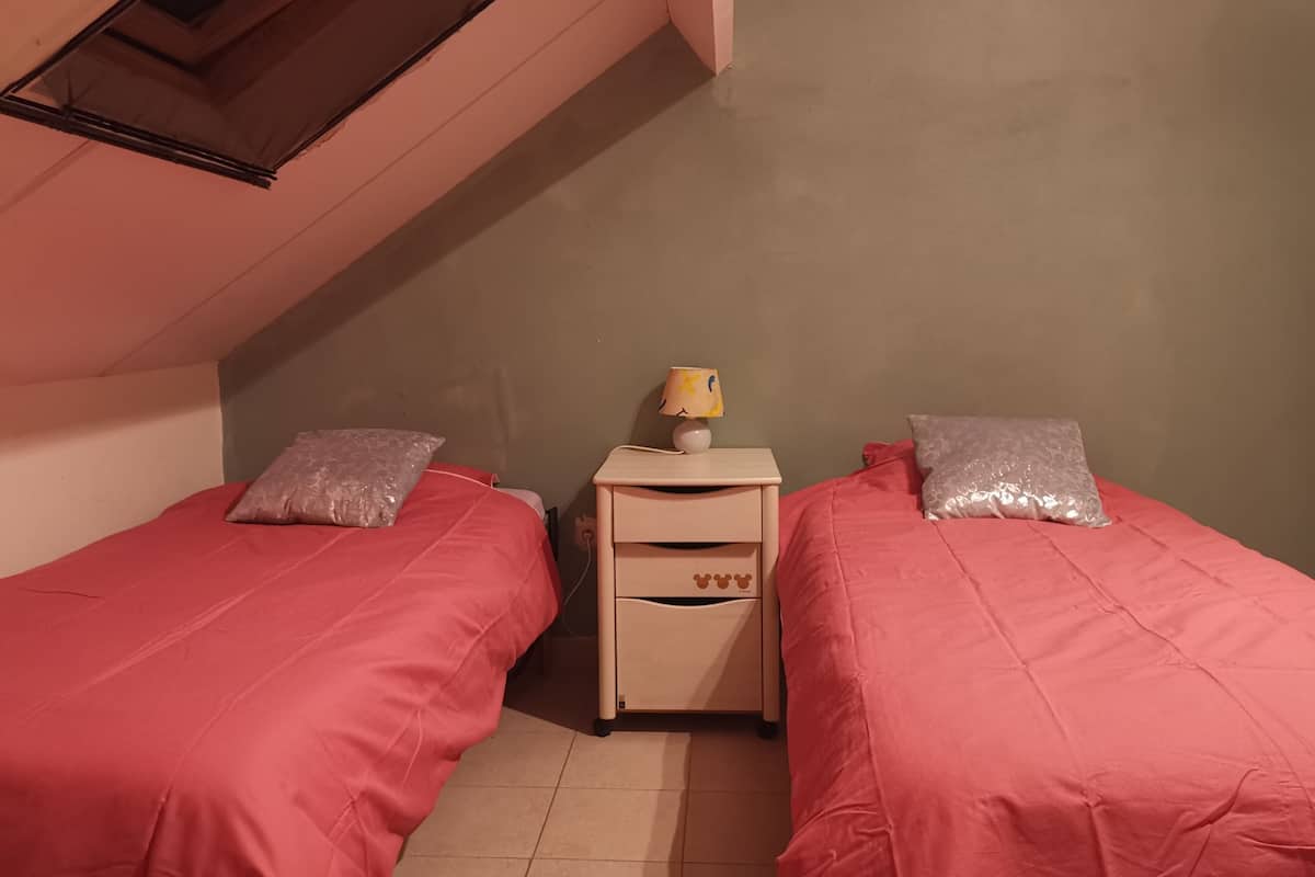 Comfort Twin kamer | Een bureau, een laptopwerkplek, een strijkplank/strijkijzer, gratis wifi
