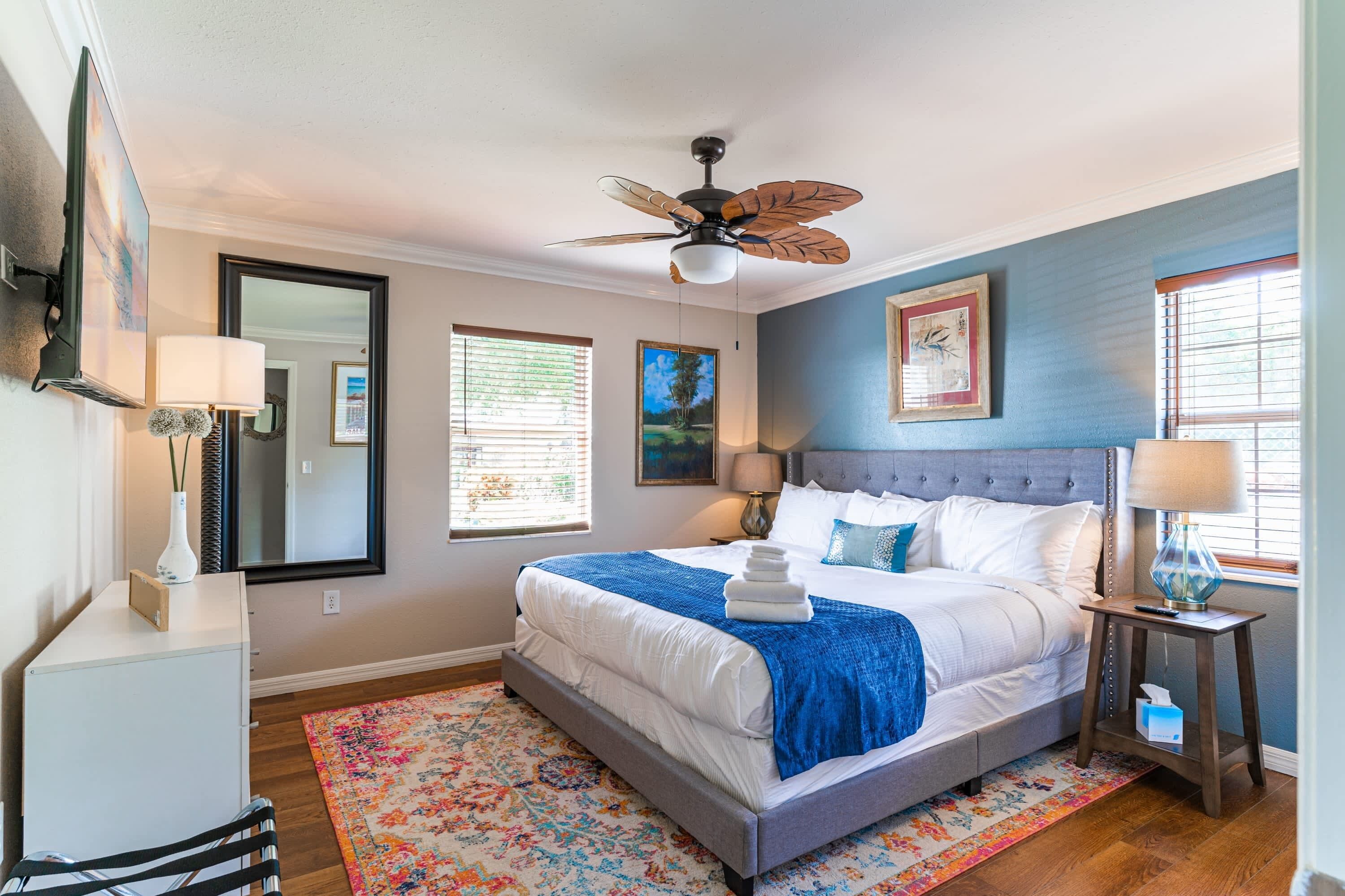 2 bedrooms, iron/ironing board, WiFi, bed sheets